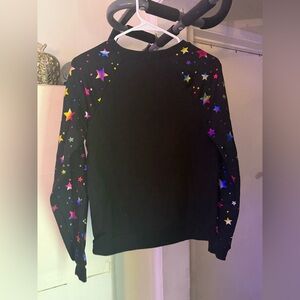 Teenager Girl Black Star Print Long Sleeve Shirt
